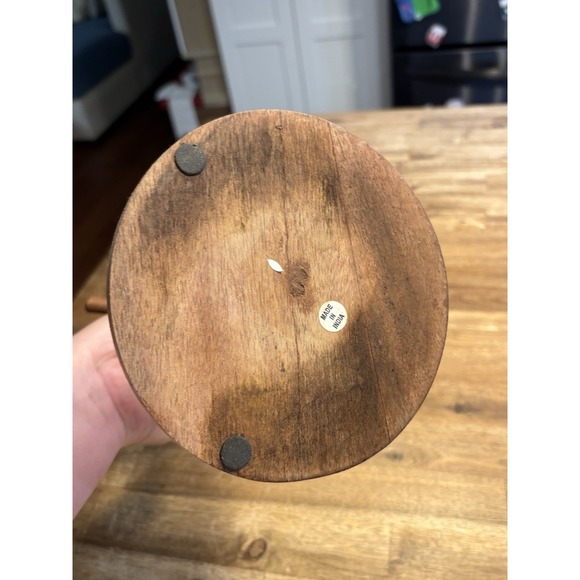 Wooden Mug Tree 6 Spot Holder Handcrafted In India NWT Etched Design On Base - Picture 4 of 7